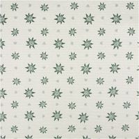 Der hochwertige Jacquard Stoff Dekostoff Edelweiß Landhaus Doubleface grün ecru 1,4m Breite besticht durch sein alpines Design für ausdrucksstarke, langlebige und rustikale Nähprojekte - Vollansicht