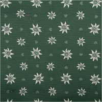 Der hochwertige Jacquard Stoff Dekostoff Edelweiß Landhaus Doubleface grün ecru 1,4m Breite besticht durch sein alpines Design für ausdrucksstarke, langlebige und rustikale Nähprojekte - Rueckseite