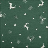 Der hochwertige Jacquard Stoff Dekostoff Hirsch Edelweiß Herz Doubleface grün ecru 1,4m Breite besticht durch sein alpines Design für ausdrucksstarke, langlebige und rustikale Nähprojekte - Rueckseite