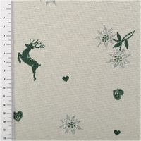 93874-Jacquard-Stoff-Dekostoff-Hirsch-Edelweiss-Herz-Doubleface-gruen-ecru-1-4m-Breite-IMG-8319.jpg Der hochwertige Jacquard Stoff Dekostoff Hirsch Edelweiß Herz Doubleface grün ecru 1,4m Breite besticht durch sein alpines Design für ausdrucksstarke, langlebige und rustikale Nähprojekte - mit Massband