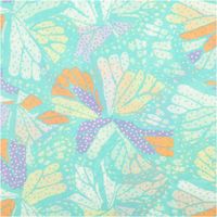 Der hochwertige Baumwollstoff Voile Sommerprint türkis gelb lila orange 1,40m Breite besticht durch sein leichtes, luftiges Design mit farbenfrohen Schmetterlingsflügel-Motiven für sommerliche, fließende Nähprojekte - Nahaufnahme