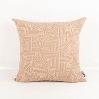 Kissenhülle Baumwolle Curve Maze Line braun natur in versch. Größen von SCHÖNER LEBEN, Beige mit weißem geometrischem Muster