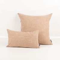 Kissenhülle Baumwolle Curve Maze Line braun natur in versch. Größen von SCHÖNER LEBEN, Dekokissen aus mit geometrischem Muste