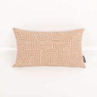Kissenhülle Baumwolle Curve Maze Line braun natur in versch. Größen von SCHÖNER LEBEN. Kissenhülle Baumwolle Curve Maze Line braun natur in versch. Größen von SCHÖNER LEBEN, Dekokissen aus Stoff mit beige-weißem
