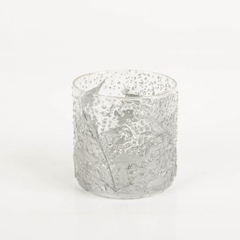 Das hochwertige Windlicht Leaves Blätter transparent silber 10x10cm von Werner Voss besticht durch sein naturnahes Blätterdesign für funkelnde, edle und stilvolle Lichtakzente in Ihrem Zuhause - Vollansicht