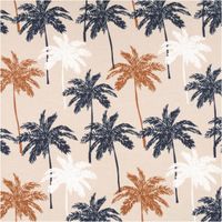 Jersey Stoff Baumwolljersey Palmen sand 1,45m Breite besticht durch tropisches Design für sommerliche, bequeme und stilvolle Nähprojekte in Ihrem Zuhause - Vollansicht