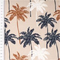 Jersey Stoff Baumwolljersey Palmen sand 1,45m Breite besticht durch tropisches Design für sommerliche, bequeme und stilvolle Nähprojekte in Ihrem Zuhause - mit Massband
