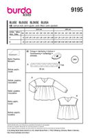 Burda Schnittmuster 9195 Kinder Bluse Schnittübersicht