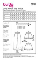 Burda Schnittmuster 5631 Damen Hose Schnittübersicht