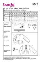 Burda Schnittmuster 5642 Damen Blazer Schnittübersicht