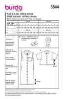 Burda Schnittmuster 5644 Damen Kleid Bluse Schnittübersicht