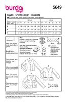 Burda Schnittmuster 5649 Damen Blazer Schnittübersicht