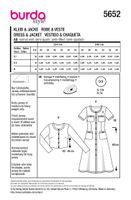 Burda Schnittmuster 5652 Damen Kleid Jacke Schnittübersicht