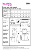 Burda Schnittmuster 5668 Damen Kleid Schnittübersicht