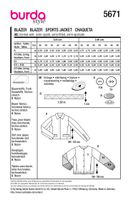 Burda Schnittmuster 5671 Blazer Schnittübersicht