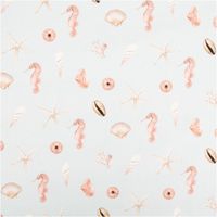 Canvas Baumwollstoff Seepferdchen Seestern Muscheln hellblau 138cm Stoffbreite besticht durch maritimes Design für sommerliche, bequeme und stilvolle Nähprojekte in Ihrem Zuhause - Vollansicht