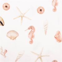 Canvas Baumwollstoff Seepferdchen Seestern Muscheln weiß 138cm Stoffbreite besticht durch maritimes Design für sommerliche, bequeme und stilvolle Nähprojekte in Ihrem Zuhause - Nahaufnahme