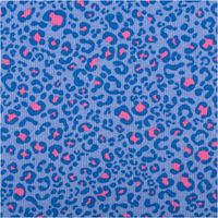 Rippjersey Rib Jersey Stoff Baumwolle Leo blau pink 1,2m Breite besticht durch auffälliges Animal-Print für modische, bequeme und stilvolle Nähprojekte in Ihrem Zuhause - Vollansicht