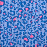 Rippjersey Rib Jersey Stoff Baumwolle Leo blau pink 1,2m Breite besticht durch auffälliges Animal-Print für modische, bequeme und stilvolle Nähprojekte in Ihrem Zuhause - Nahaufnahme