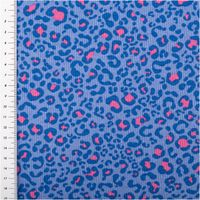 Rippjersey Rib Jersey Stoff Baumwolle Leo blau pink 1,2m Breite besticht durch auffälliges Animal-Print für modische, bequeme und stilvolle Nähprojekte in Ihrem Zuhause - mit Massband