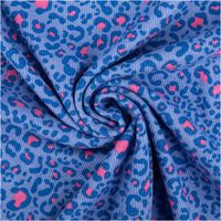Rippjersey Rib Jersey Stoff Baumwolle Leo blau pink 1,2m Breite besticht durch auffälliges Animal-Print für modische, bequeme und stilvolle Nähprojekte in Ihrem Zuhause - kunstvoll eingedreht in Falten