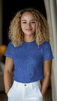 Rippjersey Rib Jersey Stoff Baumwolle Leo blau pink 1,2m Breite besticht durch auffälliges Animal-Print für modische, bequeme und stilvolle Nähprojekte in Ihrem Zuhause - in Szene gesetzt