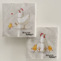 Herzliche Papierservietten im 20er-Set von Boltze. Das niedliche Motiv mit Henne und Küken auf hellem Grund bringt ländlichen Charme auf die Tafel – ein Muss für jeden gemütlichen Osterbrunch oder das Familienfrühstück - in Szene gesetzt