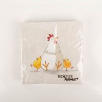 Herzliche Papierservietten im 20er-Set von Boltze. Das niedliche Motiv mit Henne und Küken auf hellem Grund bringt ländlichen Charme auf die Tafel – ein Muss für jeden gemütlichen Osterbrunch oder das Familienfrühstück - Vollansicht