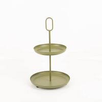 94071-Etagere-Metall-zweistufig-lebensmittelecht-gruen-20-5-x-34cm-von-Boltze-IMG-9163.jpg Stilvolle, zweistufige Etagere von Boltze aus robustem Metall in mattem Grün. Mit einer Höhe von 34cm bietet sie eleganten Platz für Obst, Gebäck oder Dekoration und ist dank Lebensmittelechtheit vielseitig einsetzbar - Nahaufnahme
