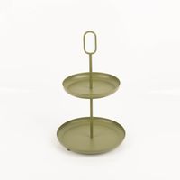 94071-Etagere-Metall-zweistufig-lebensmittelecht-gruen-20-5-x-34cm-von-Boltze-IMG-9164.jpg Stilvolle, zweistufige Etagere von Boltze aus robustem Metall in mattem Grün. Mit einer Höhe von 34cm bietet sie eleganten Platz für Obst, Gebäck oder Dekoration und ist dank Lebensmittelechtheit vielseitig einsetzbar - Vollansicht