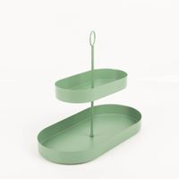 94077-Etagere-oval-Metall-zweistufig-lebensmittelecht-gruen-30x26cm-von-Boltze-IMG-9196.jpg Diese moderne, zweistufige Etagere von Boltze besticht durch ihre elegante ovale Form in mattem Grün. Mit einer Höhe von 30 cm bietet sie stilvollen Platz für Cupcakes, Obst oder kreative Osterdekorationen - Vollansicht