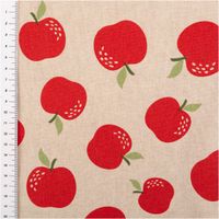 94085-Dekostoff-Leinenlook-aepfel-natur-rot-140-cm-breit-IMG-9735.jpg Naturfarbener Dekostoff in Leinenoptik mit 1,40m Breite und klassischem Apfelmuster. Leuchtend rote Äpfel mit grünen Blättern verteilen sich auf dem strukturierten Hintergrund für ein gemütliches Landhaus-Design auf dem griffigen Material - mit Massband