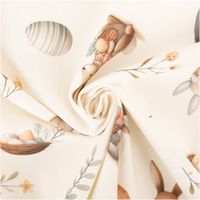 94104-Baumwollstoff-Halbpanama-Osterhasen-ecru-beige-apricot-1-40m-Breite-IMG-9730.jpg Ecrufarbener Baumwollstoff in Halbpanama-Bindung mit 1,40m Breite. Detailreich illustrierte Osterhasen in Latzhosen und Pullovern sowie zarte apricotfarbene Blumen schaffen ein nostalgisches, warmes Design auf dem festen, naturfarbenen Untergrund - kunstvo