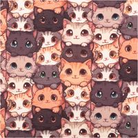 94138-Jersey-Stoff-Baumwolljersey-Katzen-Digitaldruck-braun-1-48-m-Breite-IMG-9302.jpg Brauner Baumwolljersey mit 1,48m Breite und detailreichem Katzen-Digitaldruck. Das flächendeckende Muster zeigt niedliche, illustrierte Katzenköpfe in Braun-, Beige- und Grautönen mit großen, ausdrucksstarken Augen für ein lebendiges, verspieltes Stoffdesi