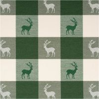 Dieser hochwertige Jacquard-Dekostoff mit klassischem Karomuster und eingewebten Hirschen in Grün und Weiß besticht durch seine feste, strukturierte Haptik bei 1,40 m Breite und ist die ideale Wahl für rustikale Landhaus-Dekorationen, Kissenhüllen oder sti