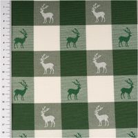 94191-Jacquard-Stoff-Dekostoff-Karos-Hirsche-gruen-weiss-140cm-Breite-IMG-0537.jpg Dieser hochwertige Jacquard-Dekostoff mit klassischem Karomuster und eingewebten Hirschen in Grün und Weiß besticht durch seine feste, strukturierte Haptik bei 1,40 m Breite und ist die ideale Wahl für rustikale Landhaus-Dekorationen, Kissenhüllen oder sti