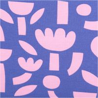 94216-Bio-Jersey-Stoff-Baumwolljersey-Blumen-Jennifer-Bouron-blau-rosa-1-48-m-Breite-IMG-0349-2.jpg Hochwertiger Bio Baumwolljersey mit modernem Blumendesign von Jennifer Bouron in kräftigem Blau und Rosa besticht durch seine elastische Qualität bei 1,48 m Breite und eignet sich ideal für stylische Shirts, Kleider oder bequeme Kinderbekleidung - Nahaufna