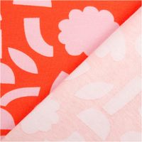 94218-Bio-Jersey-Stoff-Baumwolljersey-Blumen-Jennifer-Bouron-orange-rosa-1-48-m-Breite-IMG-0339-2.jpg Hochwertiger Bio Baumwolljersey mit abstraktem Blumendesign von Jennifer Bouron in kräftigem Orange und Rosa besticht durch seine elastische Qualität bei 1,48 m Breite und eignet sich ideal für farbenfrohe Shirts, Kleider oder bequeme Kinderbekleidung - mi