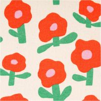 94220-Bio-Rippjersey-Rib-Jersey-Stoff-Baumwolle-Blumen-Jennifer-Bouron-natur-rot-1-2m-Breite-IMG-0287-2.jpg Hochwertiger Bio Rippjersey mit verspieltem Blumendesign von Jennifer Bouron in Natur und Rot besticht durch seine elastische Rippstruktur bei 1,2 m Breite und eignet sich ideal für bequeme Kinderbekleidung - Nahaufnahme