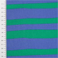 Hochwertiger Bio French Terry mit unregelmäßigen Streifen von Jennifer Bouron in Blau und Grün besticht durch seine weiche Sommersweat-Qualität bei 1,45 m Breite und ist ideal für gemütliche Pullover oder sportliche Freizeitbekleidung - mit Massband