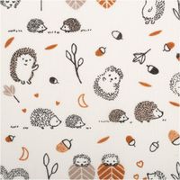 Hochwertiger Baumwollstoff mit niedlichem Igel-Motiv in klassischem Weiß und Schwarz sowie herbstlichen Akzenten besticht durch seine weiche, hautfreundliche Qualität bei 1,40 m Breite und ist die ideale Wahl für liebevolle Kinderprojekte, Accessoires oder