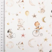 94232-Baumwollstoff-Babystoff-Sleepy-Tierkinder-Mond-Sterne-weiss-bunt-1-40m-Breite-IMG-0509.jpg Hochwertiger Baumwollstoff mit niedlichen „Sleepy“-Tierkindern, Monden und Sternen in sanftem Weiß und Bunttönen besticht durch seine weiche, hautfreundliche Qualität bei 1,40 m Breite und ist die ideale Wahl für liebevolle Baby-Ausstattung, Kinderzimmer-D