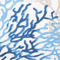 Dieser hochwertige Baumwollstoff Cretonne mit maritimem Korallenmuster in Weiß und Blau besticht durch seine strapazierfähige Qualität bei 1,60 m Breite. Ideal für sommerliche Dekorationen, Kissen oder leichte Heimtextilien - Detailaufnahme