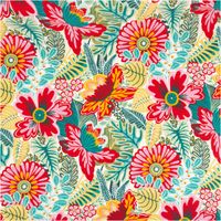 Dieser hochwertige Baumwollstoff Cretonne mit farbenfrohem Kiribati-Blumenmuster auf weißem Grund besticht durch seine strapazierfähige Qualität bei 1,60 m Breite. Ideal für sommerliche Tischdecken, Kissen oder dekorative Heimtextilien - Vollansicht