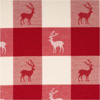 94289-Jacquard-Stoff-Dekostoff-Karos-Hirsche-rot-weiss-140cm-Breite-IMG-0542.jpg Dieser hochwertige Jacquard-Dekostoff mit klassischem Karomuster und eingewebten Hirschen in Rot und Weiß besticht durch seine feste, strukturierte Haptik bei 1,40 m Breite und ist die ideale Wahl für rustikale Landhaus-Dekorationen, Kissenhüllen oder stil