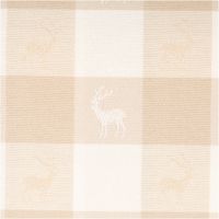 94290-Jacquard-Stoff-Dekostoff-Karos-Hirsche-beige-weiss-140cm-Breite-IMG-1063.jpg Beige-weißer Jacquard-Dekostoff mit großem Karomuster und eingewebten Hirschmotiven in jedem Karofeld im dezenten Landhausstil, 140 cm breit - Nahaufnahme