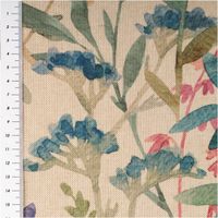 94299-Vorhangstoff-Leinenoptik-Aquarell-Blumen-Digitaldruck-natur-bunt-1-40m-Breite-IMG-1221.jpg Eleganter Vorhangstoff in naturfarbener Leinenoptik mit künstlerischem Aquarell-Blumendruck in Blau, Rosa und Grün, ideal für hochwertige Dekorationen und Heimtextilien durch den detailreichen Digitaldruck bei einer praktischen Breite von 140 cm - mit Mass
