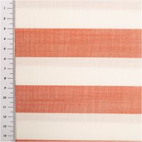 94305-Viskose-Stoff-Streifen-3-8cm-garngefaerbt-rost-ecru-1-45m-Breite-IMG-1095.jpg Garngefärbter Viskosestoff mit breiten, gleichmäßigen Streifen in Rostrot und Ecru, leicht melierter Gewebestruktur sichtbar, 3,8 cm Streifenbreite, 1,45 m breit - mit Massband
