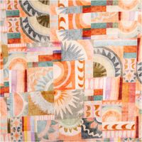 94324-Viskose-Stoff-Lenzing-EcoVero----Abstrakt-Orange-Gruen-140-cm-Breite-IMG-0980.jpg Viskose-Stoff aus Lenzing EcoVero mit großflächigem abstraktem Patchwork-Print in Orange, Grau, Ocker und Rosa mit Blüten-, Sonnen- und Bogenmotiven, 140 cm breit - Vollansicht
