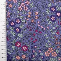 94328-Viskose-Stoff-Lenzing-EcoVero----Bluemchen-lila-140-cm-Breite-IMG-1112.jpg Lila Viskosestoff aus Lenzing EcoVero mit dichtem Blümchenprint in Pink, Pfirsich und Dunkelviolett mit zarten mintgrünen Ranken und Blättern im romantischen Ditsy-Stil, 140 cm breit - mit Massband